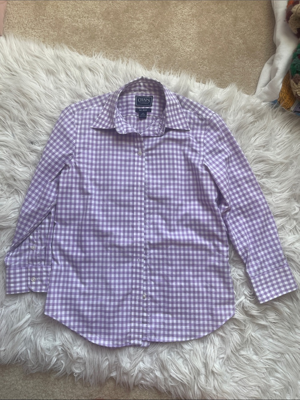Chaps women’s Lavender Gingham Button-Up Shirt
